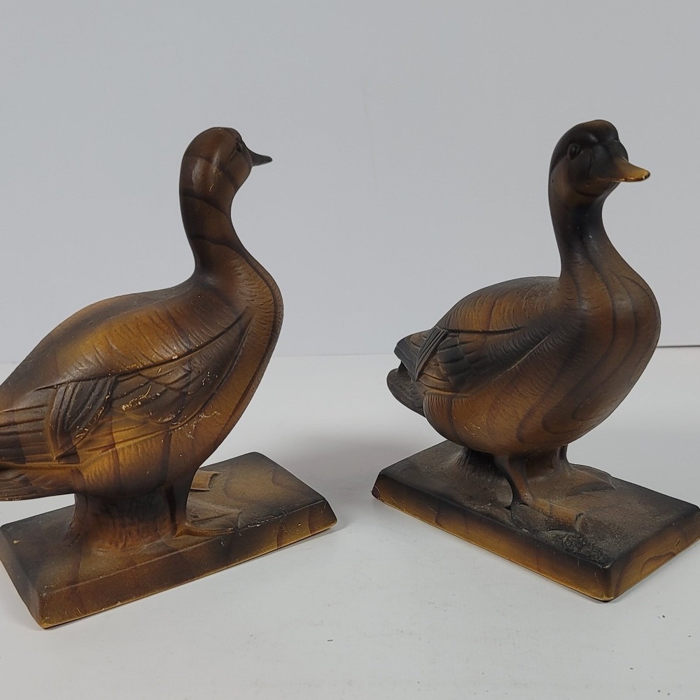 Vintage Napcoware Mallard Duck Figurines Pair C6394 Japan Ceramic Brown Gold
